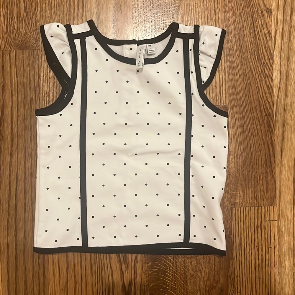 Janie and Jack Black and White Polka Dot Ruffle Sleeve Top